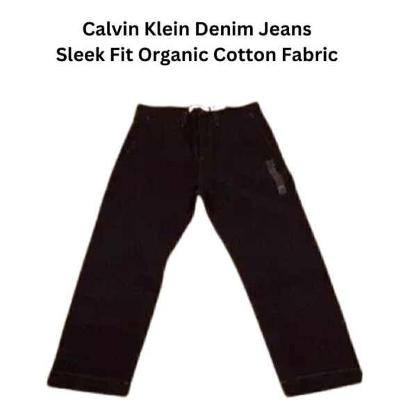 Calvin Klein Denim Jeans Sleek Fit 100% Organic Cotton Fabric Men's Waist 34 NWT - Picture 1 of 5